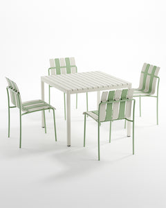 Ondara Outdoor 4 Chair & Dining Table (Sage Green & White) – Modern Boho Patio Pack - Marcel Olsen