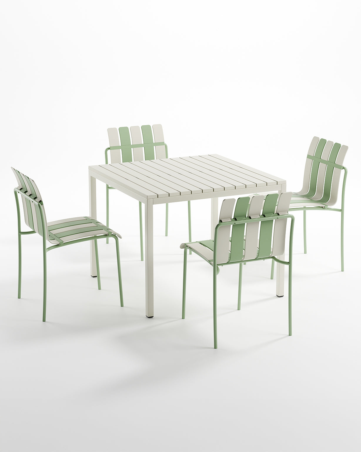 Ondara Outdoor 4 Chair & Dining Table Set (Sage Green & White) - Outlet - Marcel Olsen
