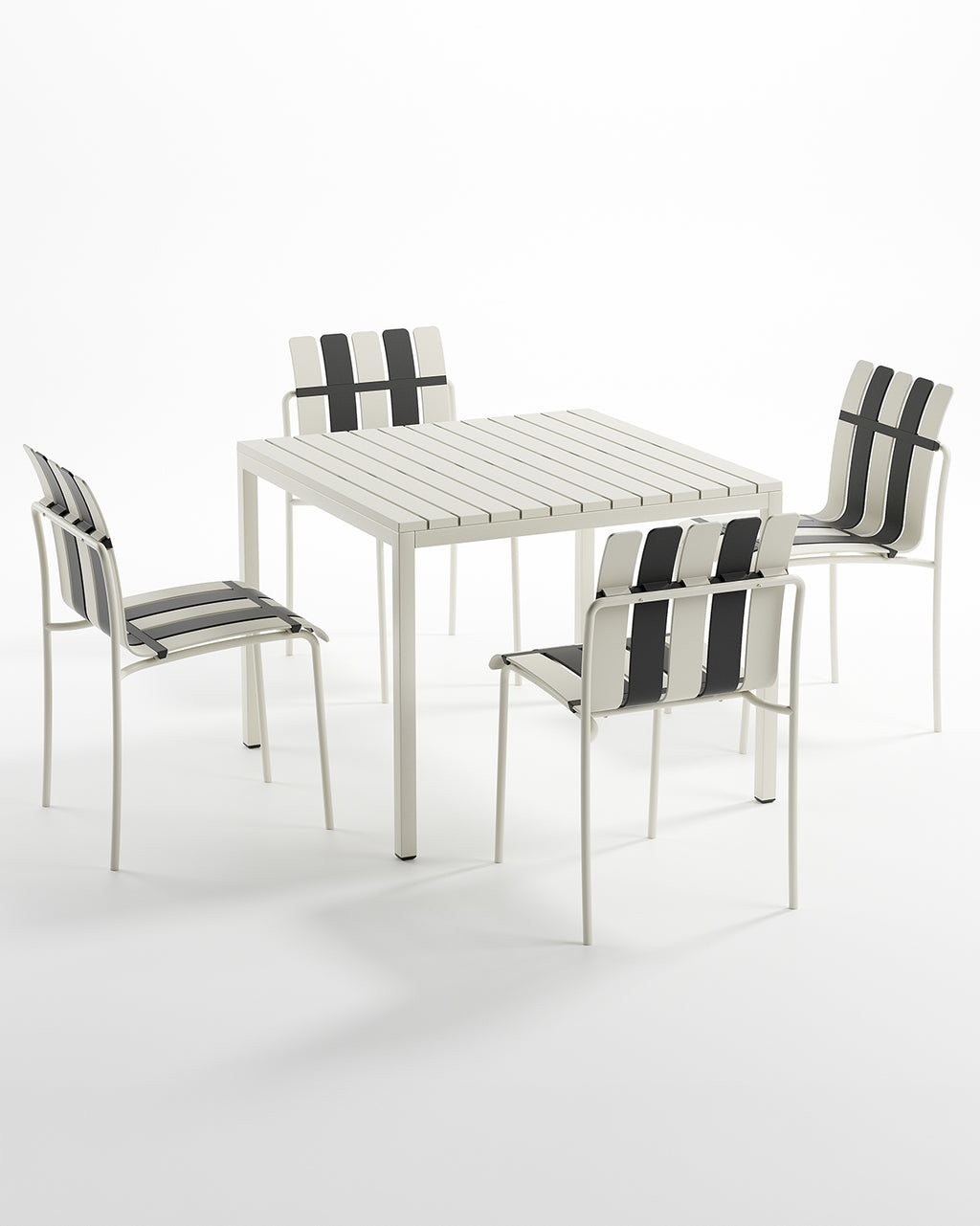 Ondara Outdoor 4 Chair & Dining Table Set (Zebra Black & White) - Outlet - Marcel Olsen