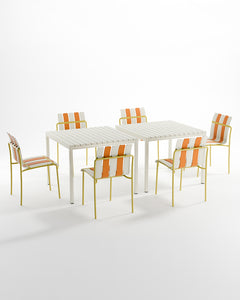 Ondara Outdoor 6 Chair & 2 Dining Table (Citrus Orange, Yellow & White) – Modern Boho Patio Pack - Marcel Olsen