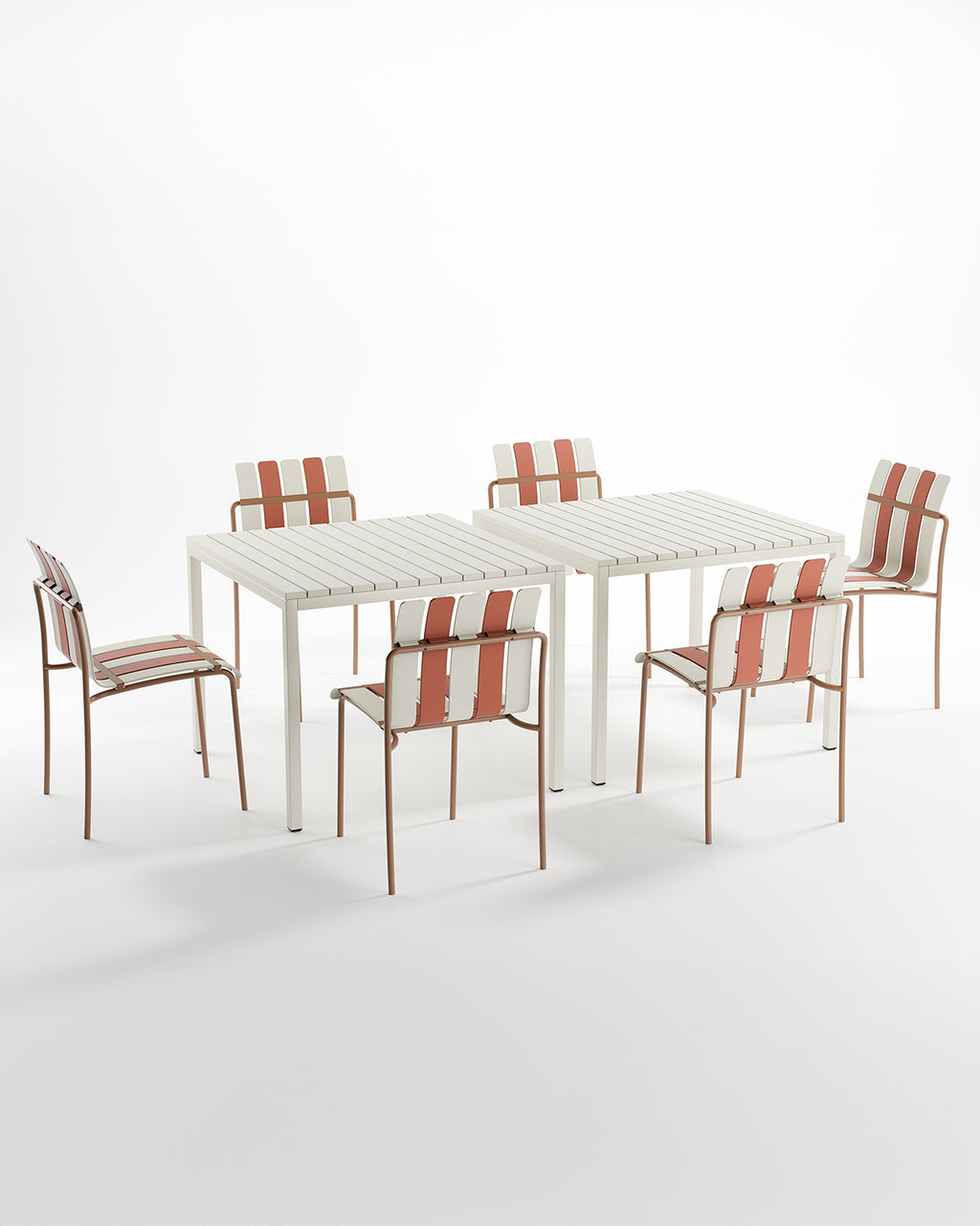 Ondara Outdoor 6 Chair & 2 Dining Table Set (Nude Beige & White) - Outlet - Marcel Olsen