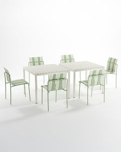 Ondara Outdoor 6 Chair & 2 Dining Table (Sage Green & White) – Modern Boho Patio Pack - Marcel Olsen