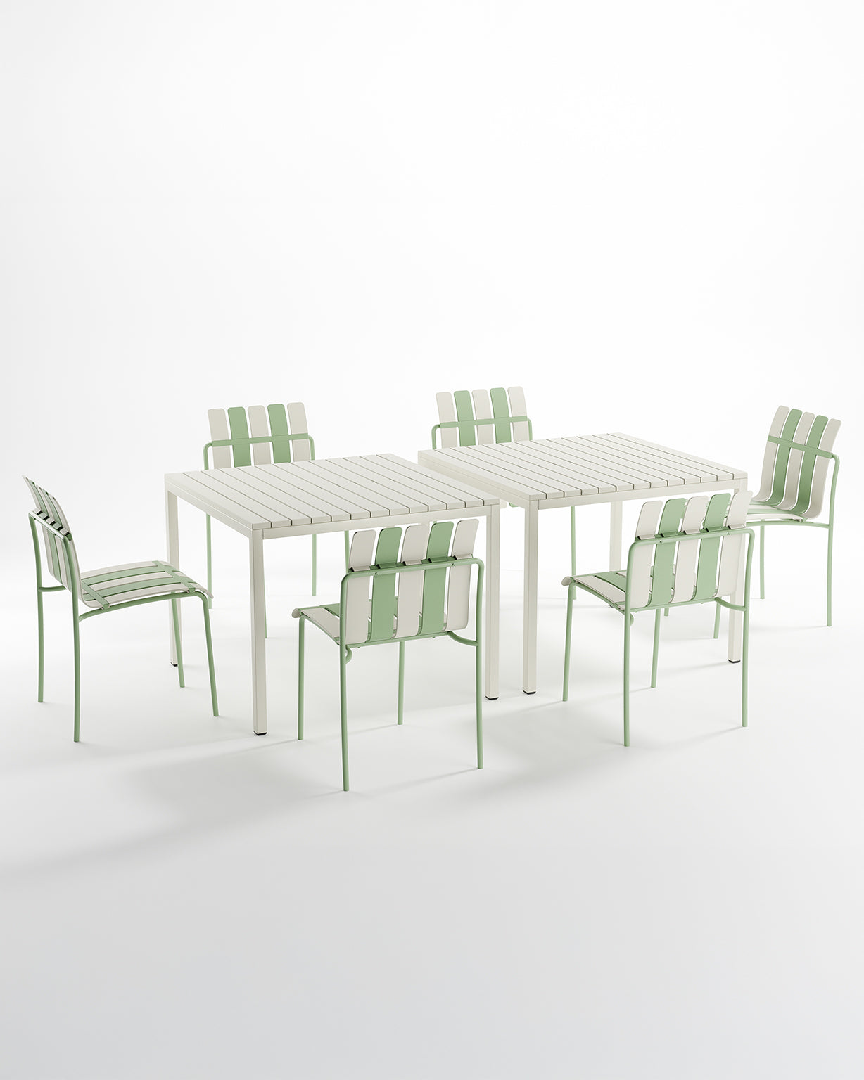 Ondara Outdoor 6 Chair & 2 Dining Table Set (Sage Green & White) - Outlet - Marcel Olsen