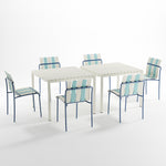Ondara Outdoor 6 Chair & 2 Dining Table (Sea Blue & White) – Modern Boho Patio Pack - Marcel Olsen
