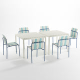 Ondara Outdoor 6 Chair & 2 Dining Table (Sea Blue & White) – Modern Boho Patio Pack - Marcel Olsen