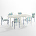 Ondara Outdoor 6 Chair & 2 Dining Table (Sea Blue & White) – Modern Boho Patio Pack - Marcel Olsen