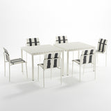 Ondara Outdoor 6 Chair & 2 Dining Table (Zebra Black & White) – Modern Boho Patio Pack - Marcel Olsen