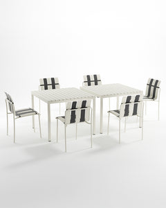 Ondara Outdoor 6 Chair & 2 Dining Table (Zebra Black & White) – Modern Boho Patio Pack - Marcel Olsen