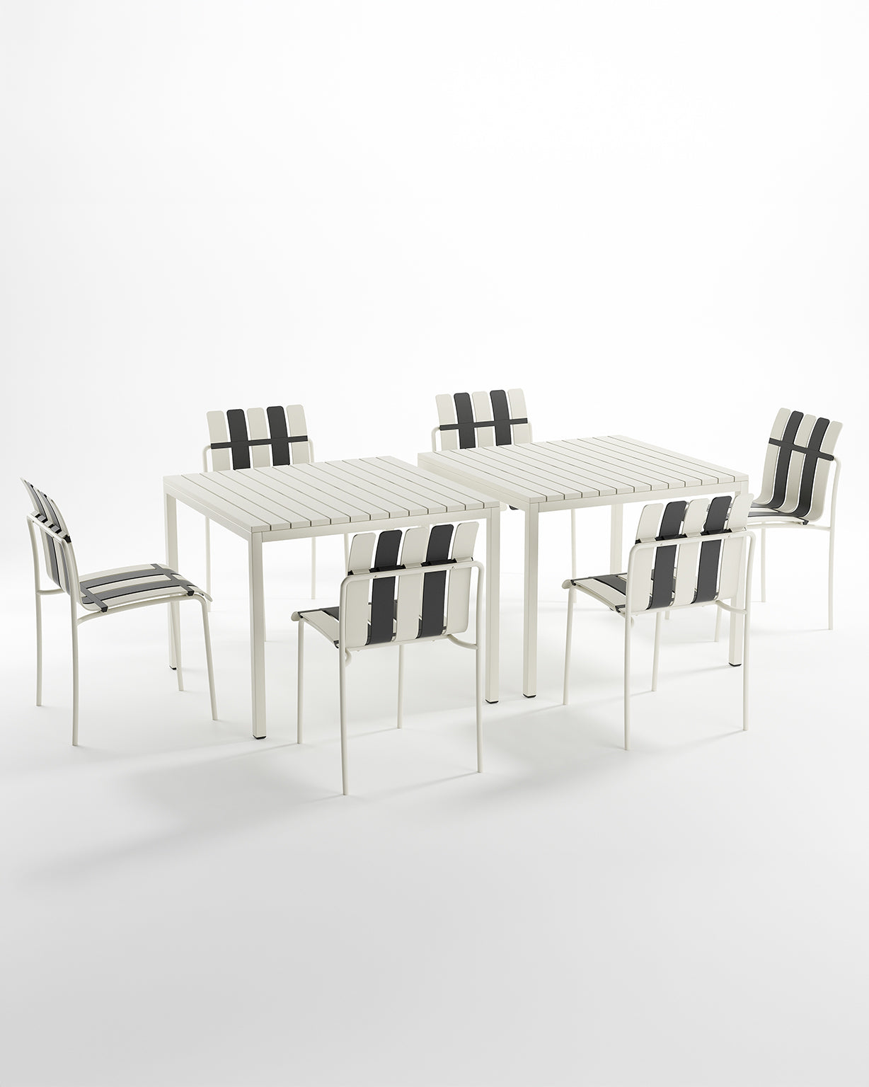Ondara Outdoor 6 Chair & 2 Dining Table Set (Zebra Black & White) - Outlet - Marcel Olsen