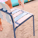 Ondara Outdoor Chair (Sea Blue & White) – Modern Boho Patio Chair - Marcel Olsen