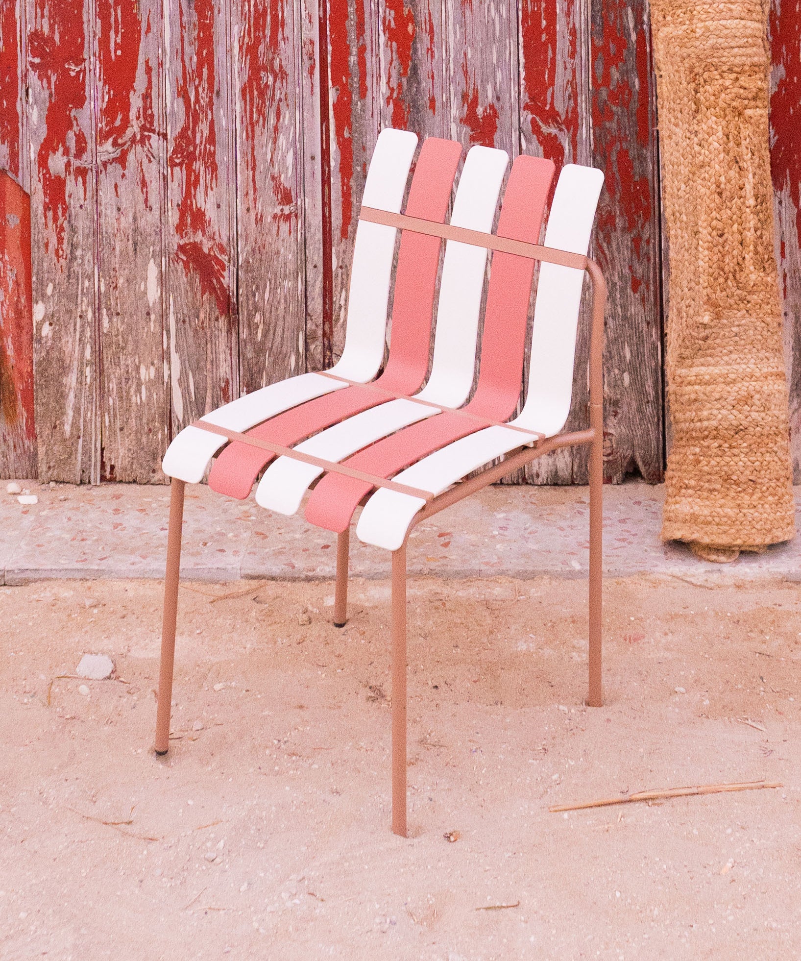 Ondara Outdoor Chair (Nude Beige & White) – Modern Boho Patio Chair - Marcel Olsen