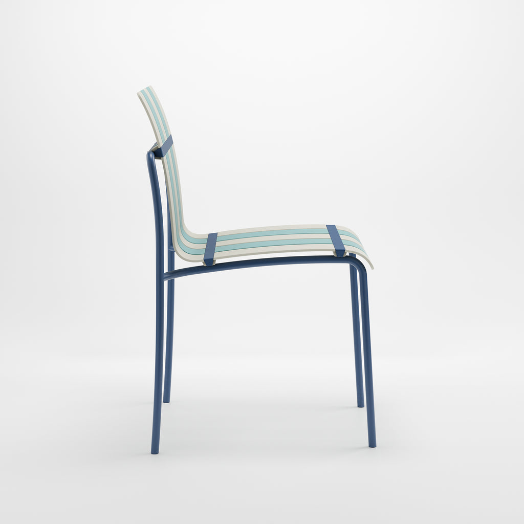 Ondara Outdoor Chairs – Set of 4 (Sea Blue & White) – Outlet - Marcel Olsen