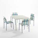 Ondara Outdoor Chair (Sea Blue & White) – Modern Boho Patio Chair - Marcel Olsen