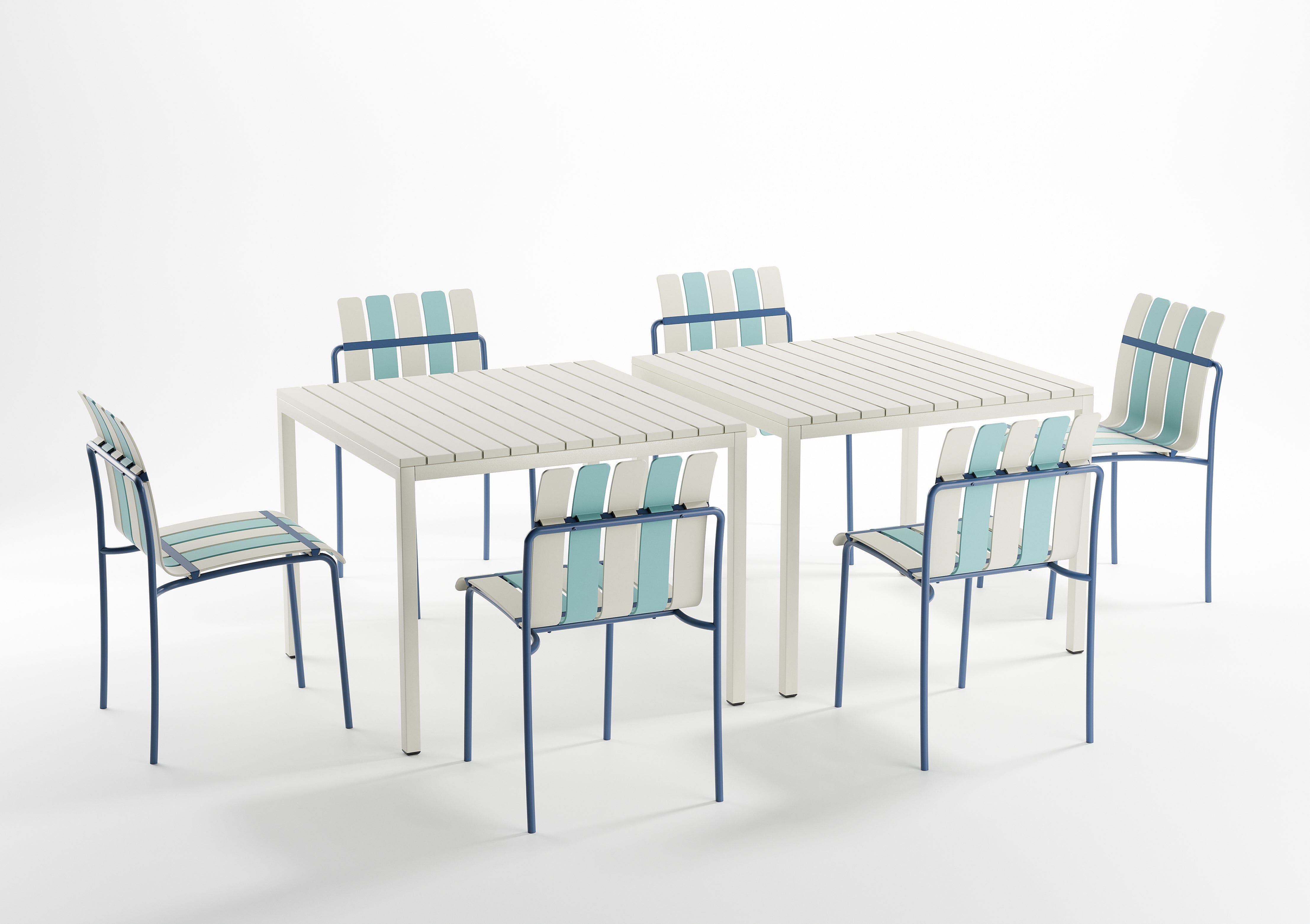 Ondara Outdoor Chair (Sea Blue & White) – Modern Boho Patio Chair - Marcel Olsen