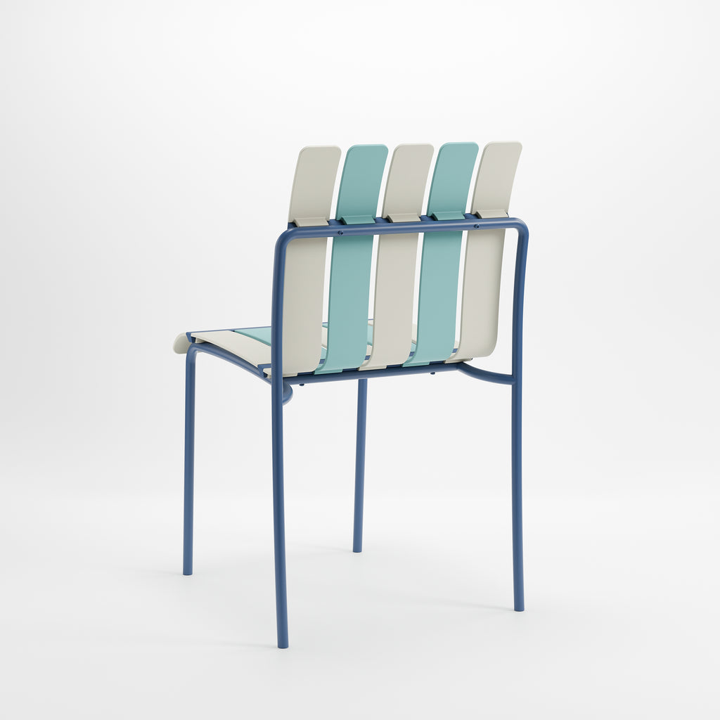 Ondara Outdoor Chairs – Set of 4 (Sea Blue & White) – Outlet - Marcel Olsen