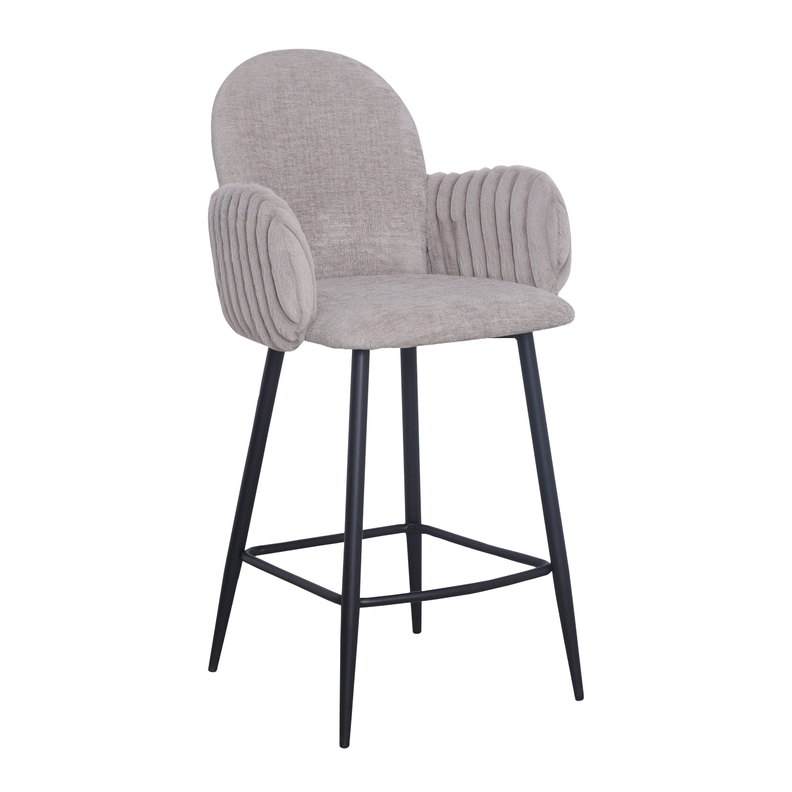 Nubbi Upholstered Bar Stool - Cloud Grey (Seat Height __cm - High) - Jacob Bek