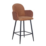 Nubbi Upholstered Bar Stool - Terracotta Brown (Seat Height 61 cm - Low) - Jacob Bek