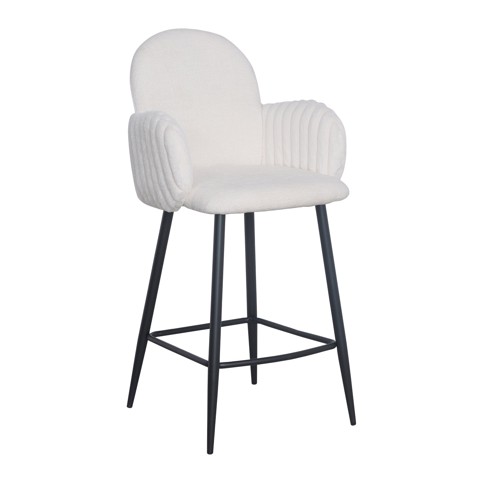Nubbi Upholstered Bar Stool - Soft White (Seat Height __cm - High) - Jacob Bek
