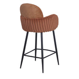 Nubbi Upholstered Bar Stool - Terracotta Brown (Seat Height __cm - High) - Jacob Bek