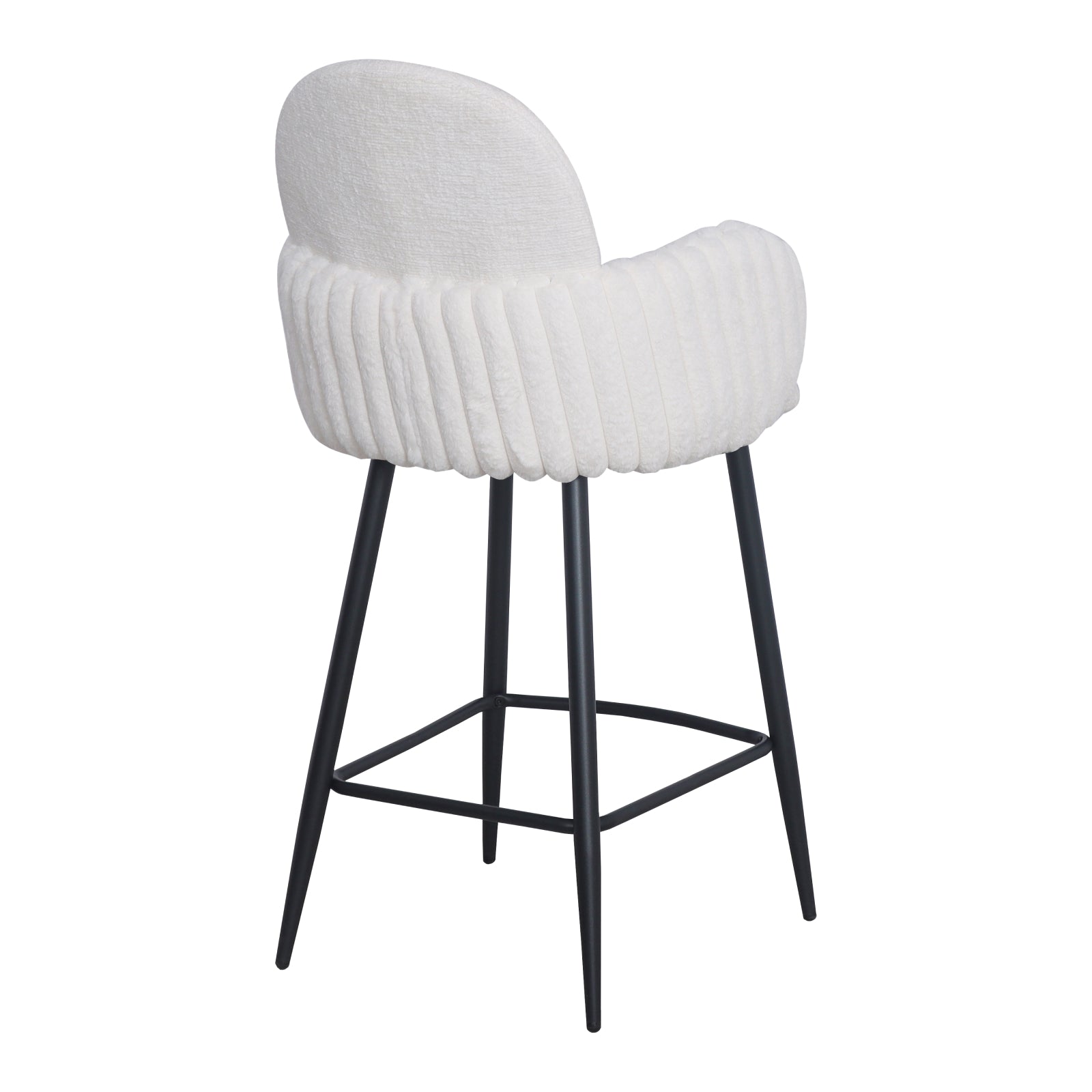 Nubbi Upholstered Bar Stool - Soft White (Seat Height __cm - High) - Jacob Bek