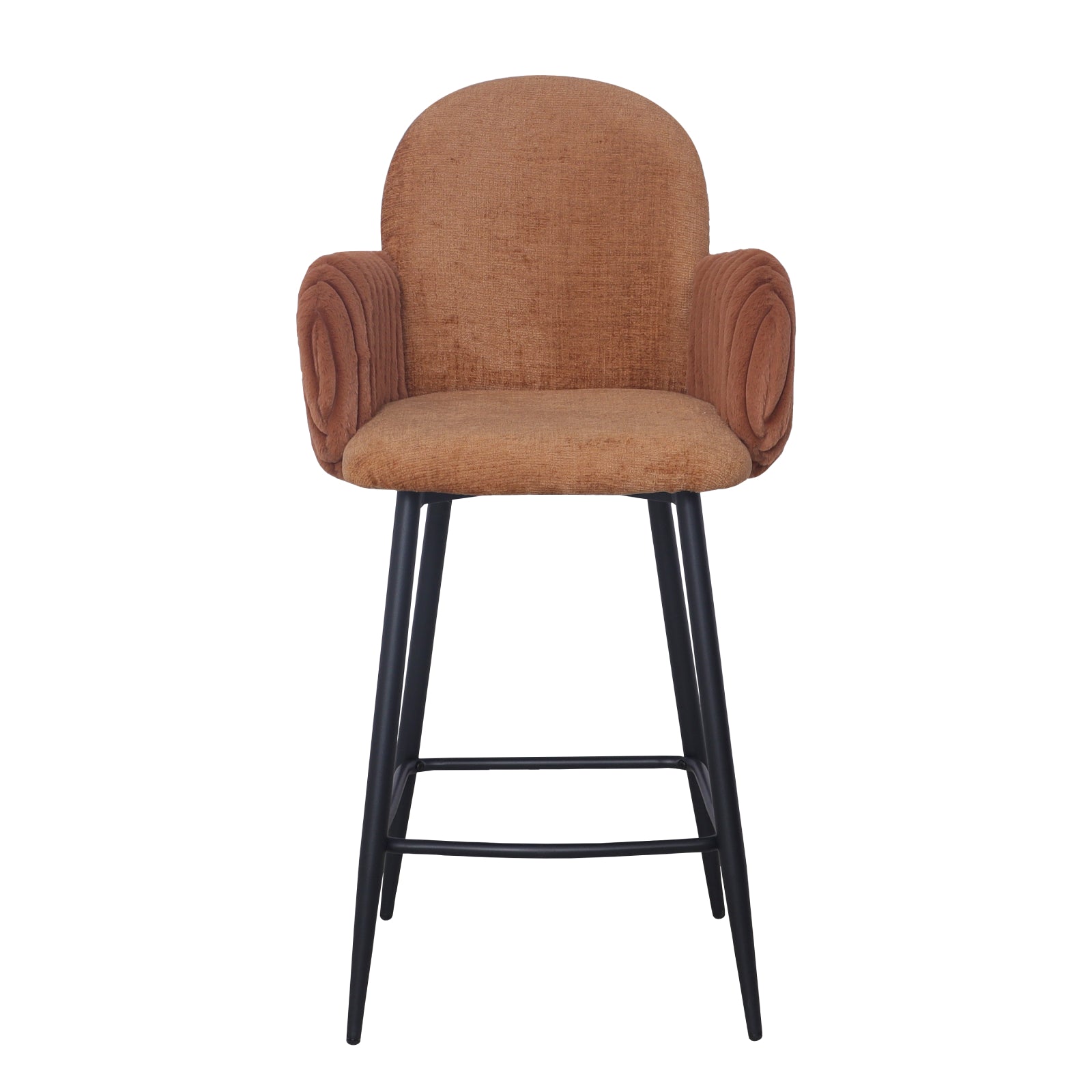 Nubbi Upholstered Bar Stool - Terracotta Brown (Seat Height 61 cm - Low) - Jacob Bek