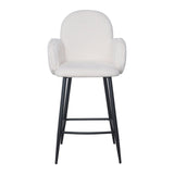 Nubbi Upholstered Bar Stool - Soft White (Seat Height 61 cm - Low) - Jacob Bek