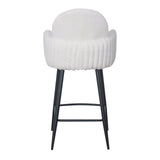 Nubbi Upholstered Bar Stool - Soft White (Seat Height 61 cm - Low) - Jacob Bek