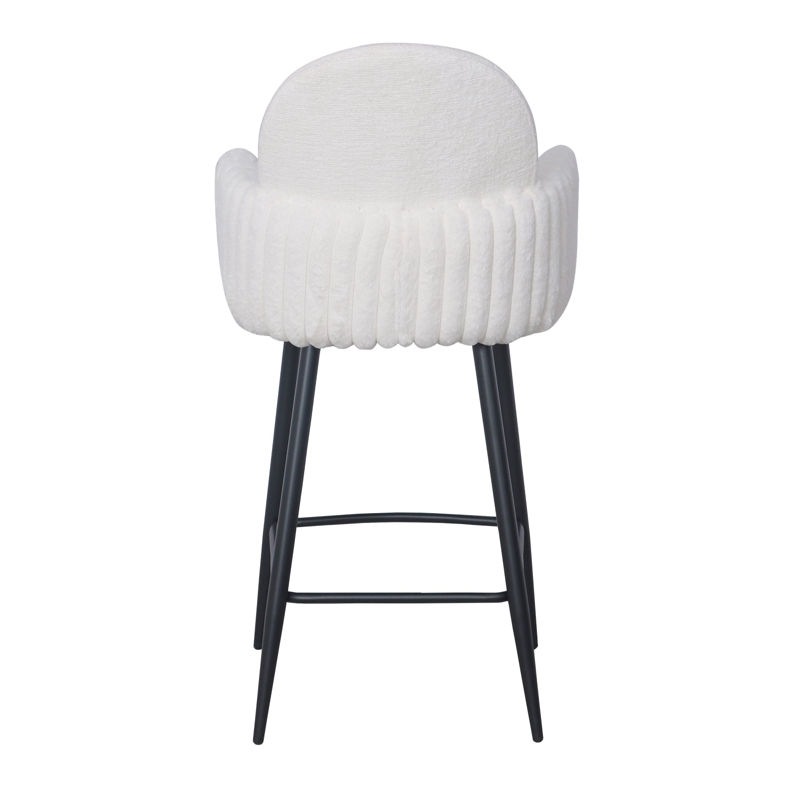 Nubbi Upholstered Bar Stool - Soft White (Seat Height 61 cm - Low) - Jacob Bek