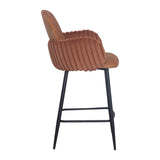 Nubbi Upholstered Bar Stool - Terracotta Brown (Seat Height 61 cm - Low) - Jacob Bek
