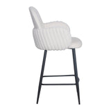 Nubbi Upholstered Bar Stool - Soft White (Seat Height 61 cm - Low) - Jacob Bek