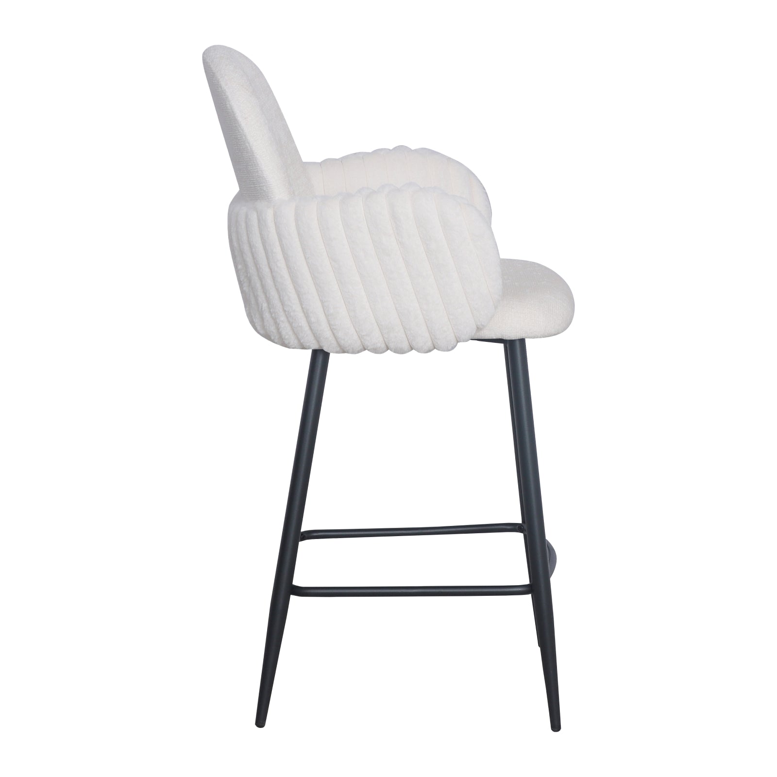 Nubbi Upholstered Bar Stool - Soft White (Seat Height 61 cm - Low) - Jacob Bek