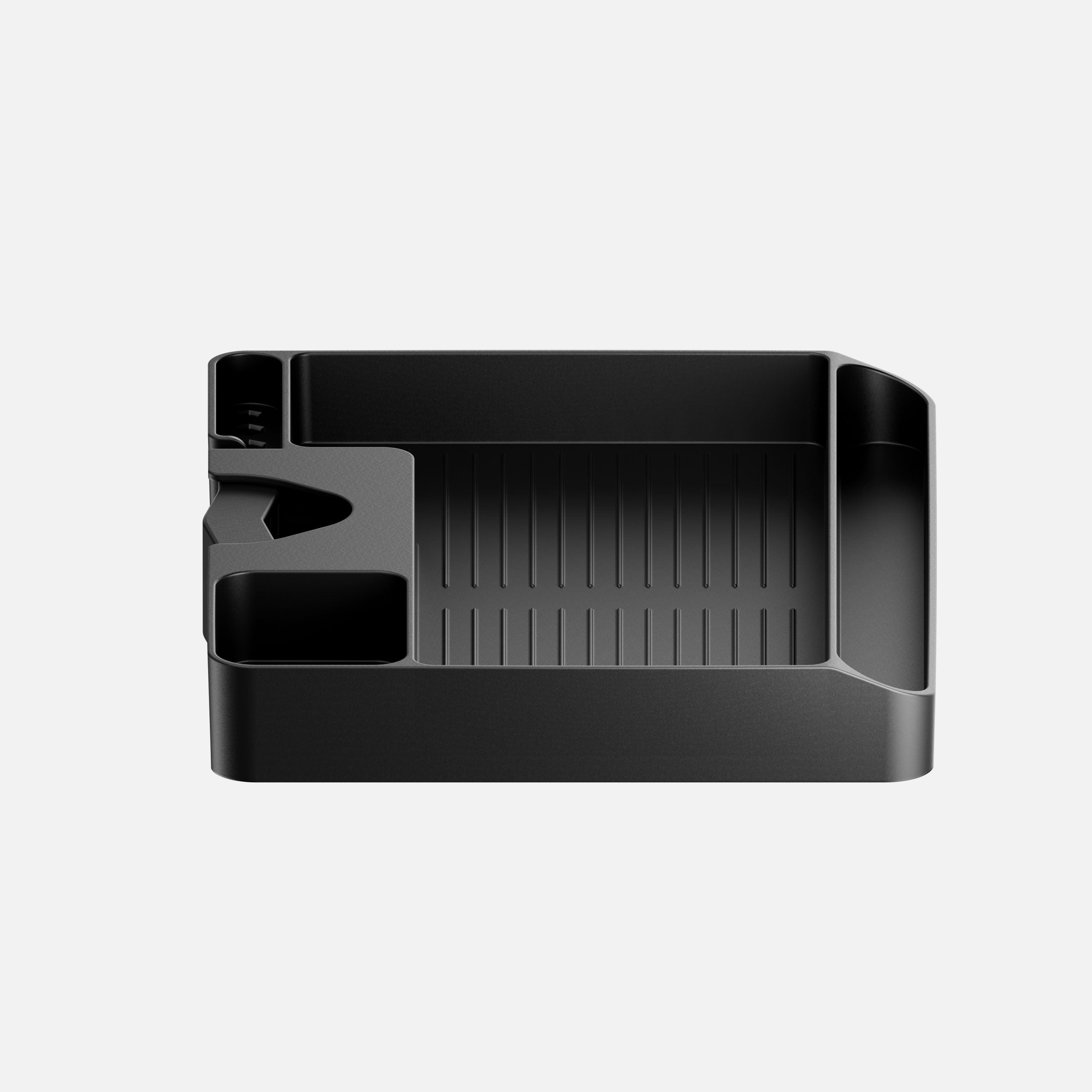 Pole-Mounted Storage Shelf for Monitor Arms – Accessories Platform - Outlet Power & Wire Management - Marcel Olsen