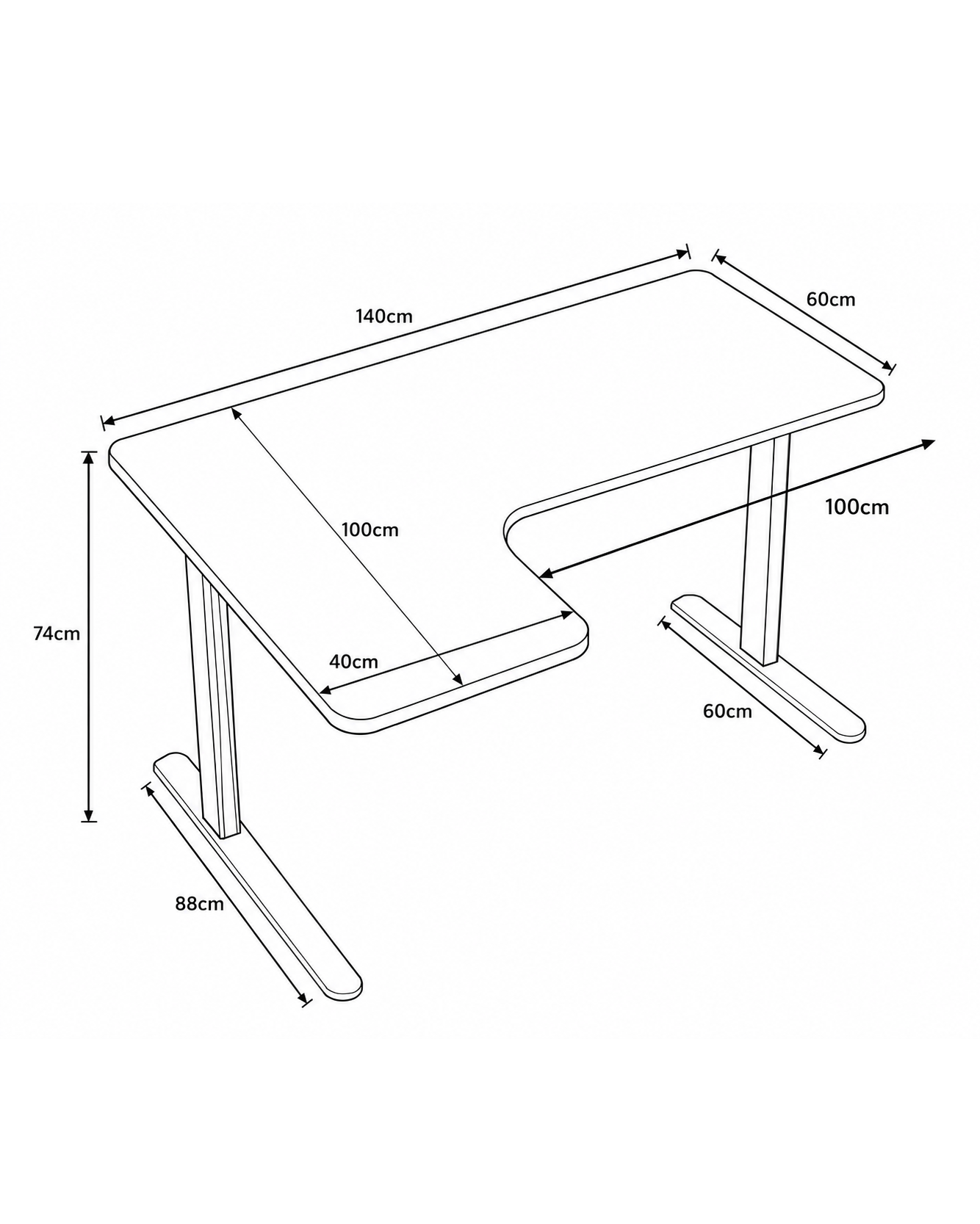 Pro 140 Gaming Desk Corner | LEDs, Headphone & Drink Mounts (Carbon Fibre Black, 140cm) - Outlet Gaming Desk - Marcel Olsen