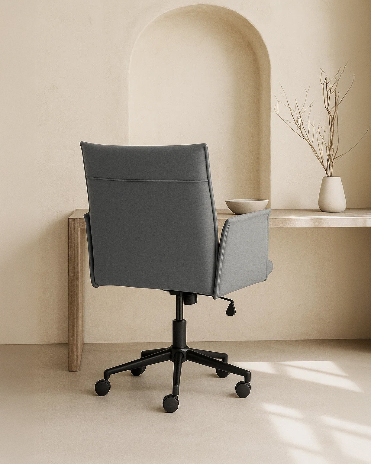 Rello Upholstered Home Office Chair (Stone Frost Grey Fabric) – Modern Swivel Desk Chair (Outlet) Outlet Products - Marcel Olsen