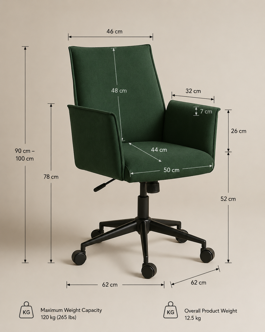 Rello Upholstered Home Office Chair (Whisper Green Fabric) – Outlet - Marcel Olsen