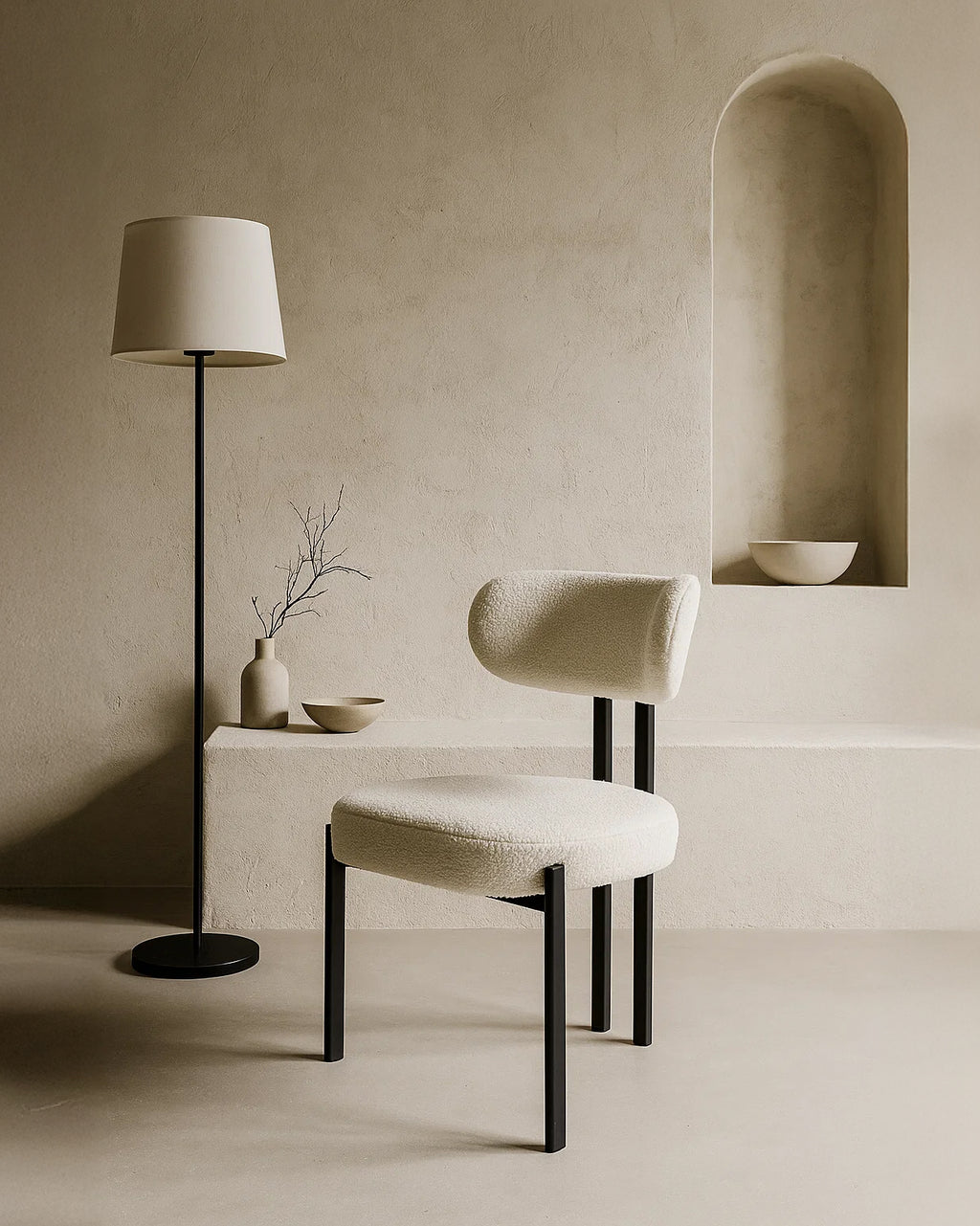 Riancho Dining Chair (White Bouclé) - Outlet - Marcel Olsen