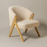 Sagunto Upholstered Armchair (Bouclé White Fabric) – Modern Boho Accent Chair with Wooden Frame - Marcel Olsen