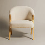 Sagunto Upholstered Armchair (Bouclé White Fabric) – Modern Boho Accent Chair with Wooden Frame - Marcel Olsen