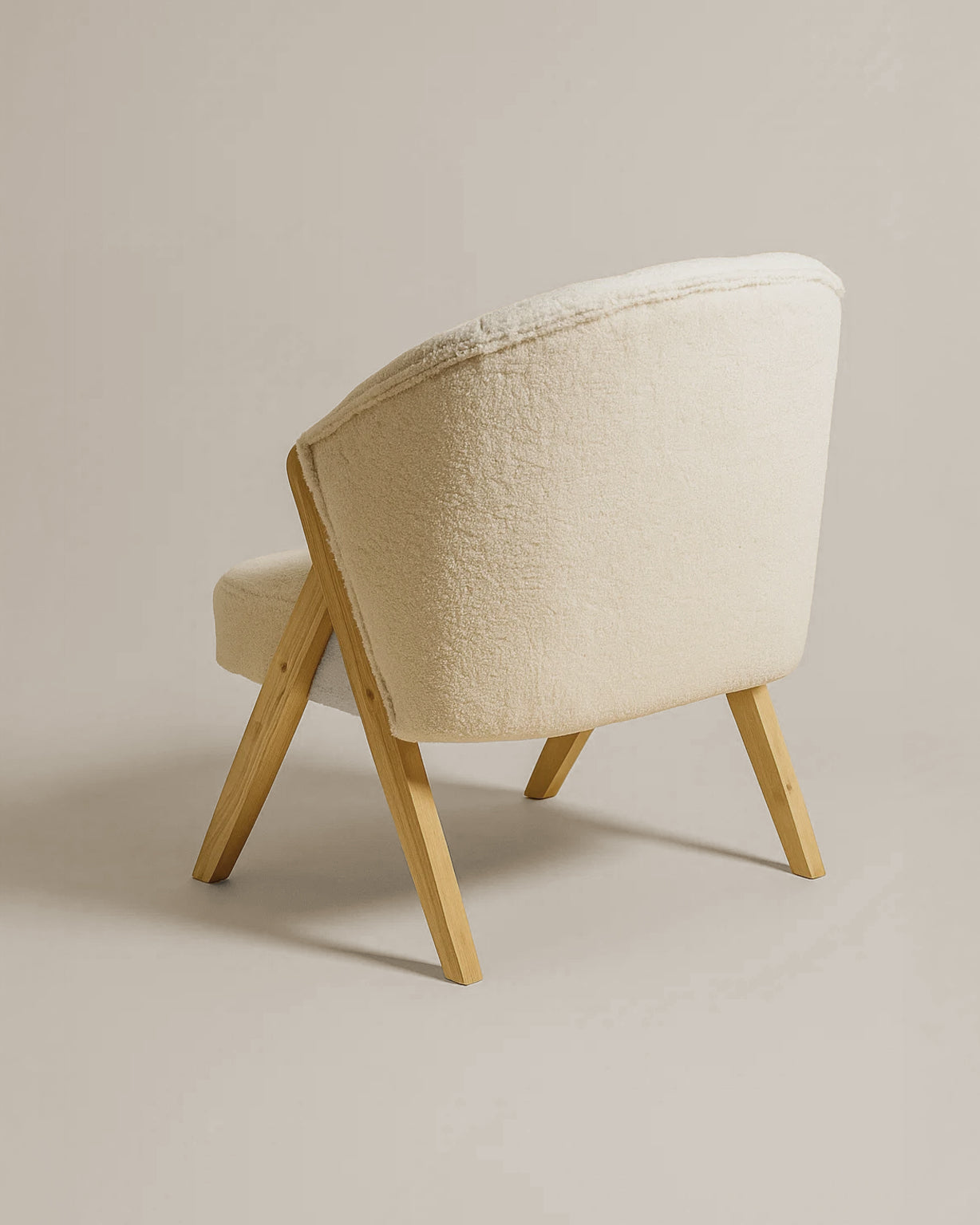 Sagunto Upholstered Armchair (Bouclé White Fabric) – Modern Boho Accent Chair with Wooden Frame - Marcel Olsen