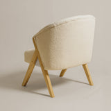 Sagunto Upholstered Armchair (Bouclé White Fabric) – Modern Boho Accent Chair with Wooden Frame - Marcel Olsen
