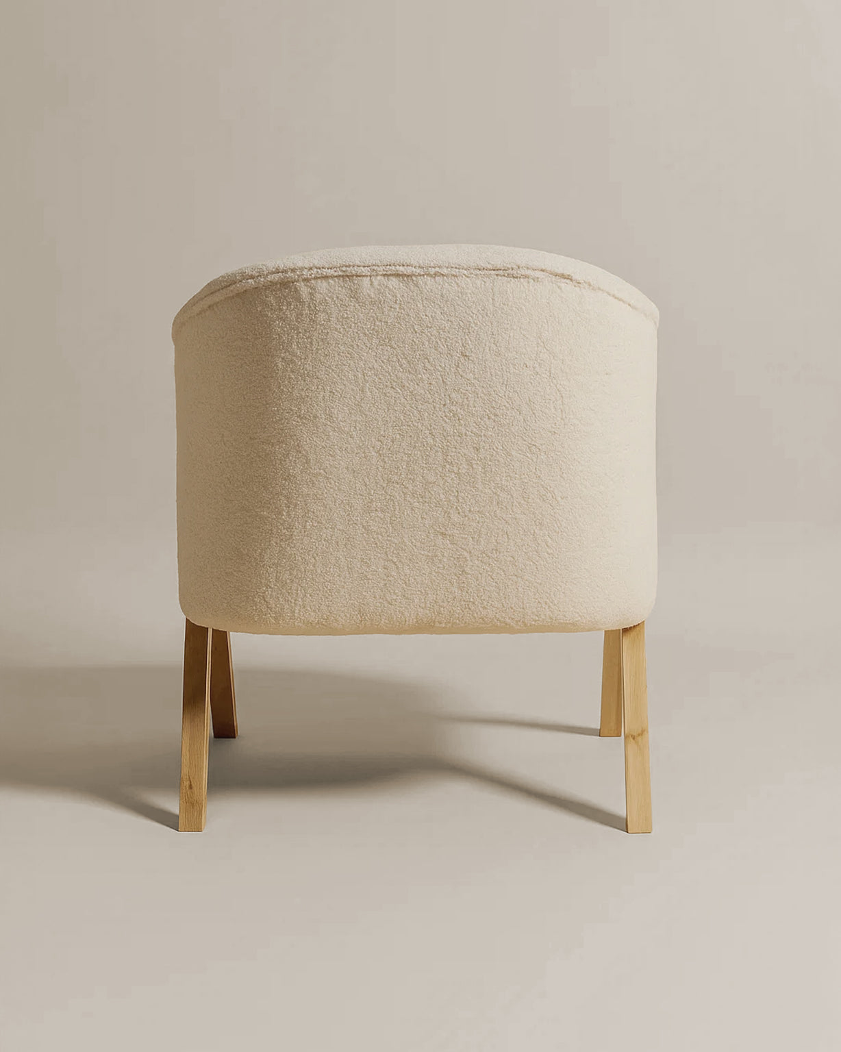 Sagunto Upholstered Armchair (Bouclé White Fabric) – Modern Boho Accent Chair with Wooden Frame - Marcel Olsen