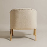 Sagunto Upholstered Armchair (Bouclé White Fabric) – Modern Boho Accent Chair with Wooden Frame - Marcel Olsen