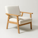 Sarria Mid-century Upholstered Armchair (Arena Beige Fabric) – Scandinavian Style 1 Seater Sofa - Marcel Olsen