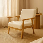 Sarria Mid-century Upholstered Armchair (Arena Beige Fabric) – Scandinavian Style 1 Seater Sofa - Marcel Olsen