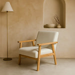 Sarria Mid-century Upholstered Armchair (Arena Beige Fabric) – Scandinavian Style 1 Seater Sofa - Marcel Olsen
