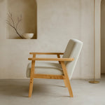Sarria Mid-century Upholstered Armchair (Arena Beige Fabric) – Scandinavian Style 1 Seater Sofa - Marcel Olsen