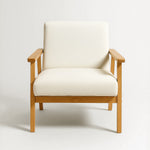 Sarria Mid-century Upholstered Armchair (Arena Beige Fabric) – Scandinavian Style 1 Seater Sofa - Marcel Olsen