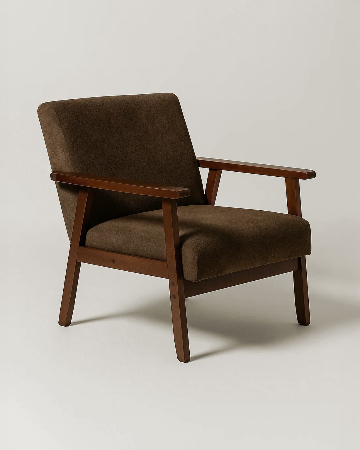 Sarria Mid-century Upholstered Armchair (Tierra Brown Fabric) – Scandinavian Style 1 Seater Sofa - Marcel Olsen
