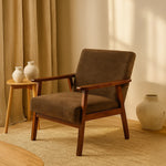 Sarria Mid-century Upholstered Armchair (Tierra Brown Fabric) – Scandinavian Style 1 Seater Sofa - Marcel Olsen