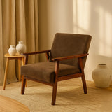 Sarria Mid-century Upholstered Armchair (Tierra Brown Fabric) – Scandinavian Style 1 Seater Sofa - Marcel Olsen